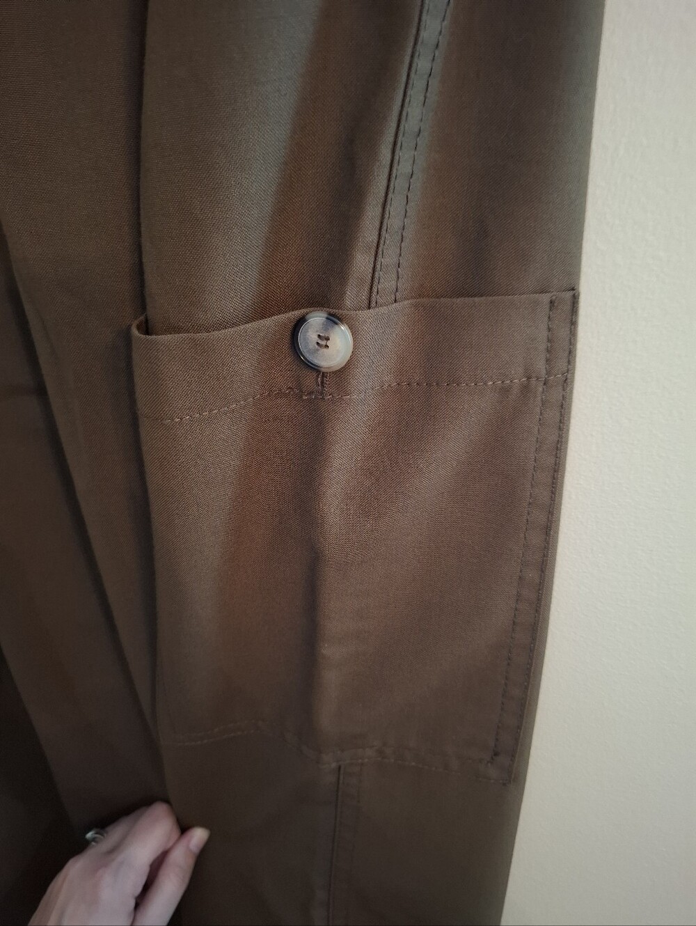 ZARA Women's Chocolate Brown High Waisted Wide Leg Cargo Casual Dress Pants - Picture 4 of 10